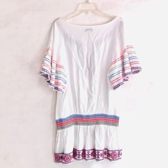 Forever 21 Top M Peasant Batwing Embroidered Drop Waist Bohemian Vacation Trip - Picture 5 of 5